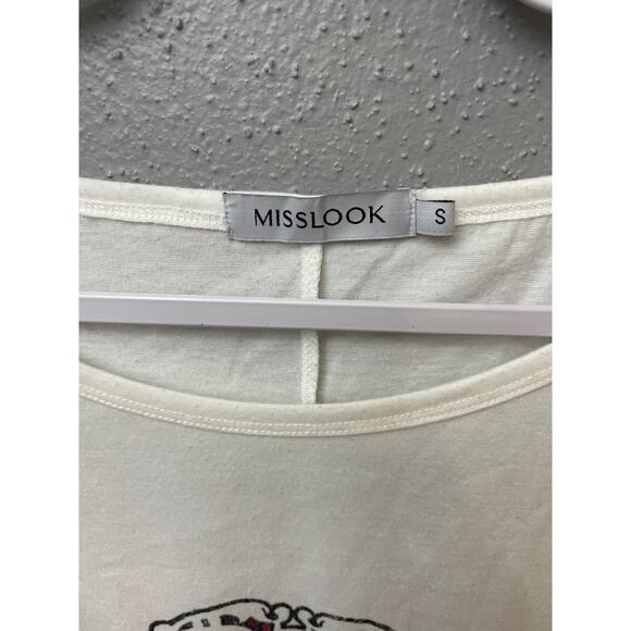 Misslook Size Small White Short Sleeves Rolling Stones Lightweight Tongue Logo - Picture 2 of 9